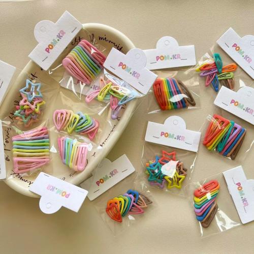Hair Snap Clips Zinc Alloy stoving varnish Girl  mixed colors nickel lead & cadmium free Sold By Bag