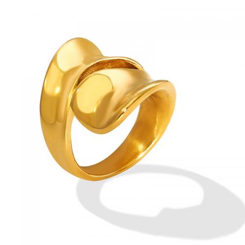 Stainless Steel Finger Ring, 304 Stainless Steel, plated, for woman, golden, Sold By PC