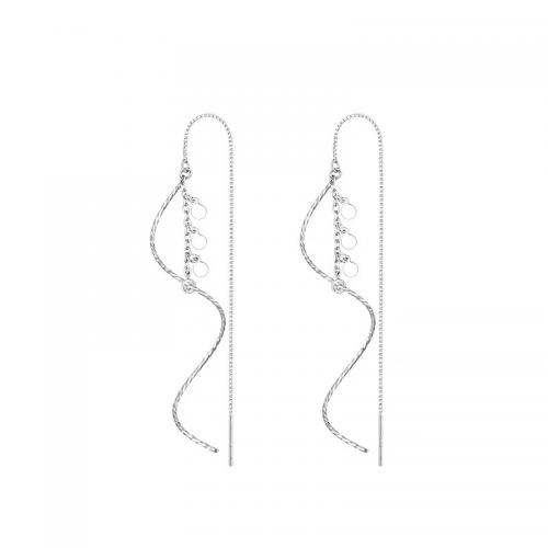 925 Sterling Silver Drop &  Dangle Earrings, plated, for woman, silver color, 135mm, Sold By Pair