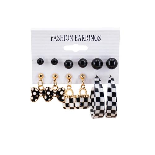 Tibetan Style Earring Set, with Resin, gold color plated, for woman & enamel, earring length 5-40mm, Sold By Set