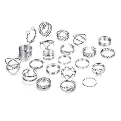 Zinklegierung Ring Set, mit Kunststoff Perlen, plattiert, Modeschmuck & für Frau, keine, 12x69mm, verkauft von setzen