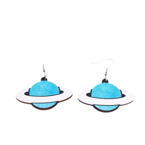 Wood Drop Earring, printing, fashion jewelry & for woman, more colors for choice, 45x55mm, Sold By Pair