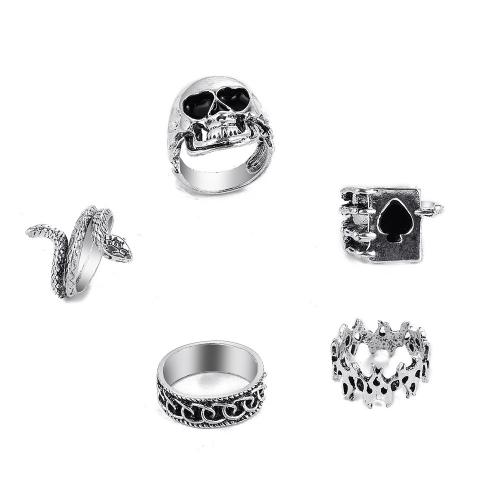 Tibetan Style Ring Set, platinum color plated, different styles for choice & for woman & enamel, Sold By Set