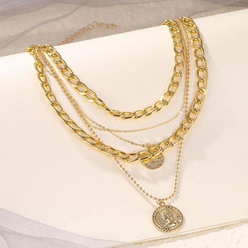 Zinc Alloy Necklace gold color plated fashion jewelry & multilayer & for woman Sold By Set