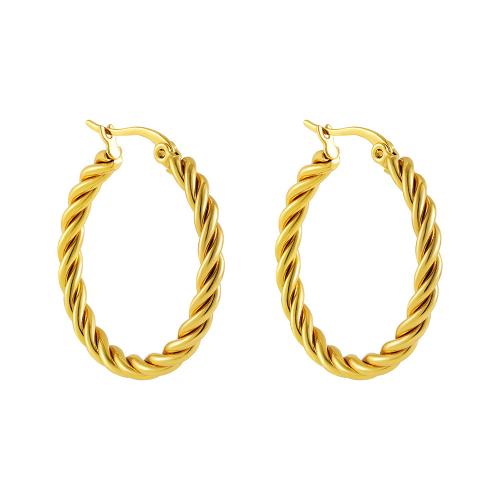 Mens Stainless Steel Hoop Earring, 304 rustfrit stål, mode smykker & forskellige stilarter for valg & for kvinde, gylden, Solgt af par