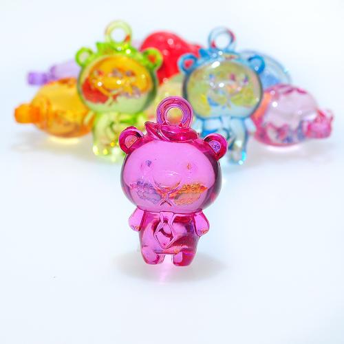 Acrylic Pendants, Bear, injection moulding, fashion jewelry & DIY, mixed colors, 24x37x17mm, Approx 83PCs/Bag, Sold By Bag