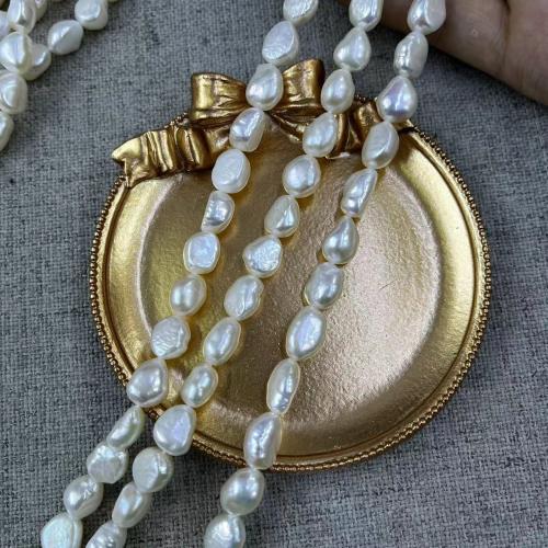 Barock kultivierten Süßwassersee Perlen, Natürliche kultivierte Süßwasserperlen, DIY, weiß, Length about 9-10mm, ca. 39PCs/Strang, verkauft von Strang