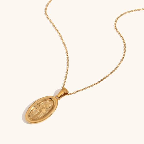 Stainless Steel Jewelry Necklace, 316L Stainless Steel, with 5cm extender chain, 18K gold plated, fashion jewelry & for woman, golden, 12.50x30.50mm, Length:Approx 40 cm, Sold By PC