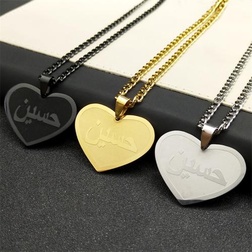 Stainless Steel Jewelry Necklace, 304 Stainless Steel, Heart, polished, fashion jewelry & Unisex, more colors for choice, 26x35mm, Length:Approx 60 cm, Sold By PC