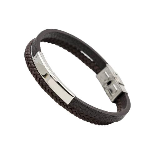PU Leather Cord Bracelets, with Tibetan Style, fashion jewelry & for man, more colors for choice, Length:21 cm, Sold By PC