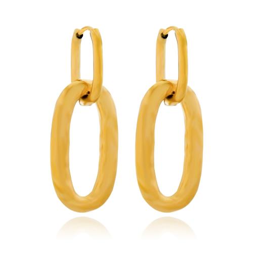 Huggie Hoop Drop Earring 304 Stainless Steel Oval Vacuum Ion Plating fashion jewelry & for woman golden Sold By Pair