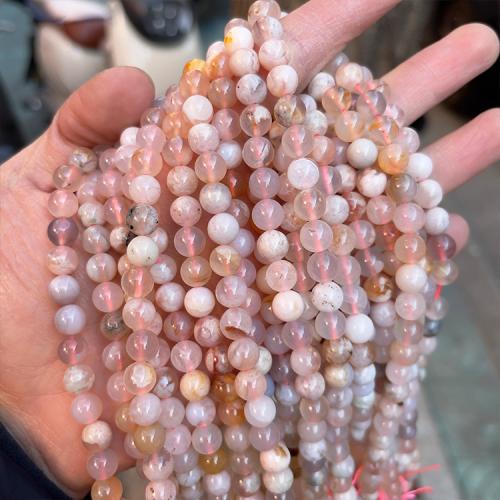 Achat Perlen, Weißer Kirschblüten-Achat, rund, poliert, DIY & verschiedene Größen vorhanden, Rosa, verkauft per ca. 38 cm Strang