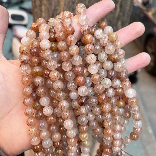 Natürlicher Quarz Perlen Schmuck, Rutilated Quarz, rund, poliert, DIY & verschiedene Größen vorhanden, verkauft von Strang