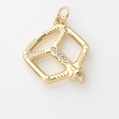 Cubic Zirconia Micro Pave Brass Pendant, gold color plated, DIY & micro pave cubic zirconia, nickel, lead & cadmium free, 19.60x17.10x2mm, Sold By PC