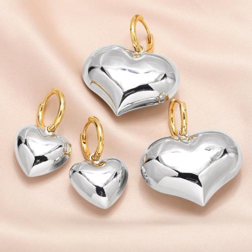 Brass Drop Earring Heart plated fashion jewelry silver color nickel lead & cadmium free Sold By Pair
