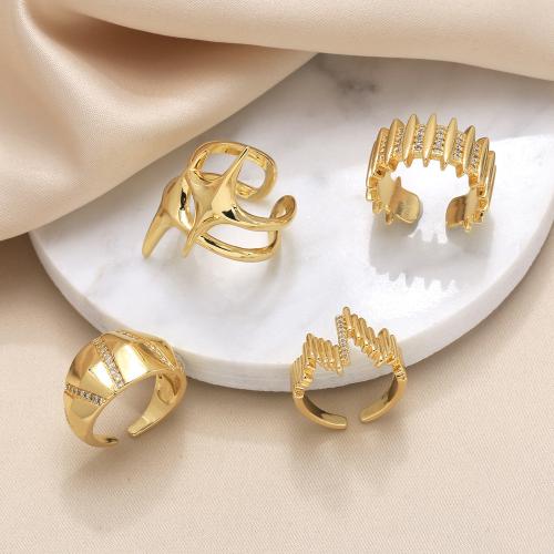 Cubique anneau en laiton Circonia Micro Pave, Placage, bijoux de mode & modèles différents pour le choix & pavé de micro zircon, doré, protéger l'environnement, sans nickel, plomb et cadmium, Vendu par PC