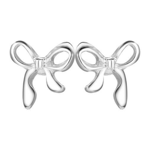 Zinc Alloy Stud Earring Bowknot plated fashion jewelry & for woman original color nickel lead & cadmium free Sold By Pair