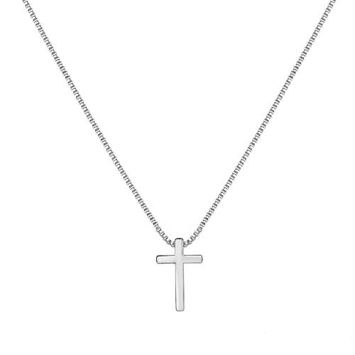 Brass Necklace, with 2.7 Inch extender chain, Cross, plated, fashion jewelry & for woman, original color, nickel, lead & cadmium free, Length:Approx 15.7 Inch, Sold By PC
