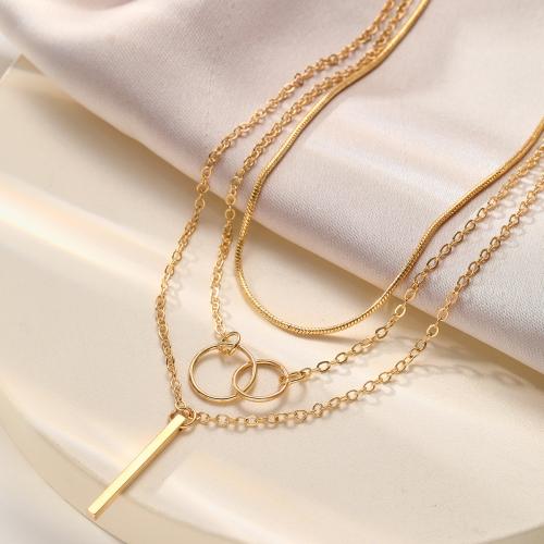 Zinc Alloy smykker halskæde, forgyldt, tre lag & mode smykker & for kvinde, guld, nikkel, bly & cadmium fri, Solgt af PC