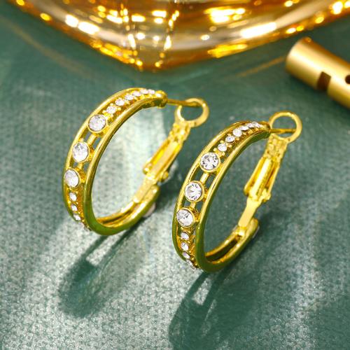 Zinklegierung Ohrringe, mit Kristall, Modeschmuck & für Frau, keine, frei von Nickel, Blei & Kadmium, 30x23mm, verkauft von Paar