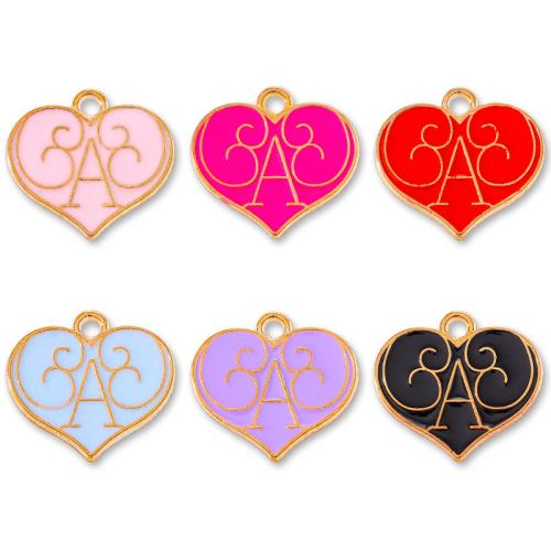 Tibetan Style Enamel Pendants, Heart, gold color plated, DIY, more colors for choice, nickel, lead & cadmium free, 17x18mm, 20PCs/Bag, Sold By Bag