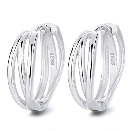 925 Sterling Silver Hoop Earrings, plated, for woman, more colors for choice, 15.20x16mm, Sold By Pair