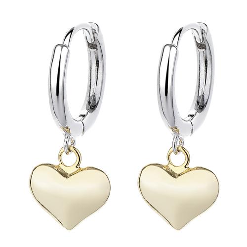 Huggie Hoop Drop Earring 925 Sterling Silver Heart plated for woman platinum color Sold By Pair