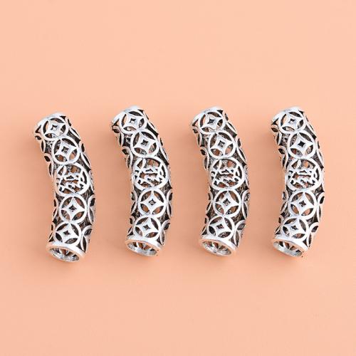 925 Sterling Silver Curved Tube Beads, plated, DIY, original color, 24.60x6mm, Sold By PC