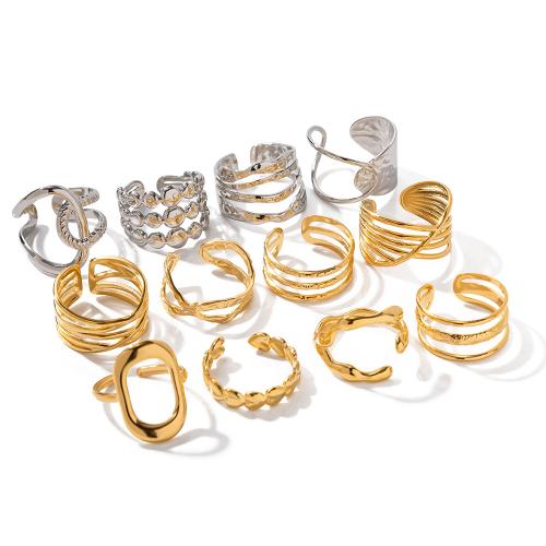 304 Stainless Steel Cuff Finger Ring, plated, different styles for choice & for woman, Sold By PC