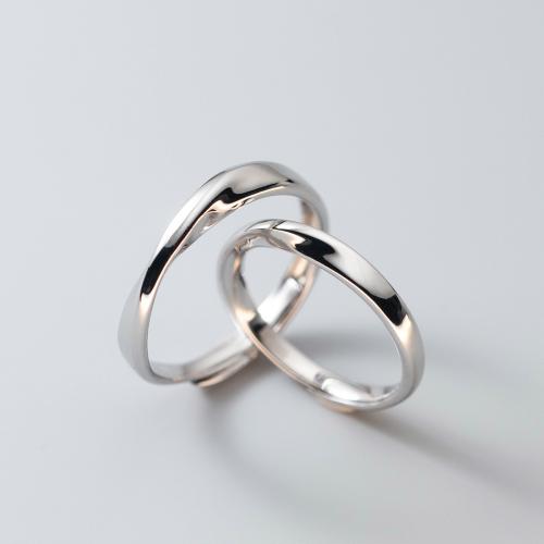 925 Sterling Silver Couple Ring, 2 pieces & adjustable & for couple, silver color, Sold By Set