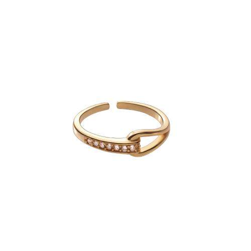 925 Sterling Silver Pljuska prst prsten, pozlaćen, za žene & s Rhinestone & šupalj, više boja za izbor, Veličina:6-7.5, Prodano By PC