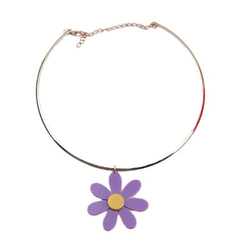 Acrylic Collar with Zinc Alloy Flower gold color plated fashion jewelry & for woman Inner Approx 150mm Sold By PC