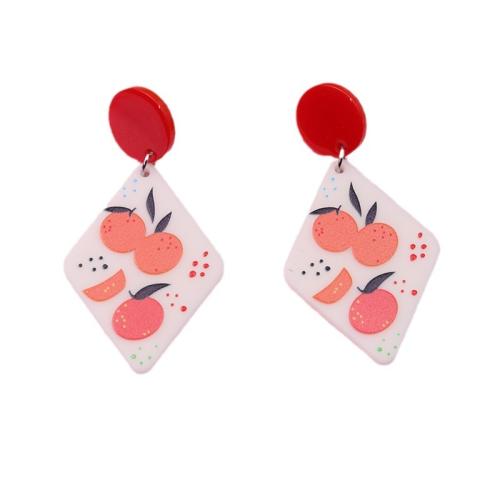 Acrylic Drop Earring, painted, different styles for choice & for woman, earring length 25-52mm, Sold By Pair