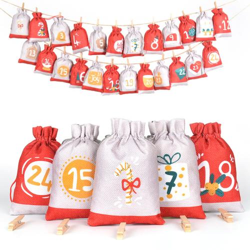 Christmas Gift Bag Cloth Christmas Design mixed colors Sold By Set