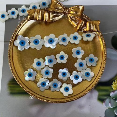 Fashion Evil Eye Jewelry Beads White Lip Shell Flower DIY & enamel mixed colors Sold By Bag