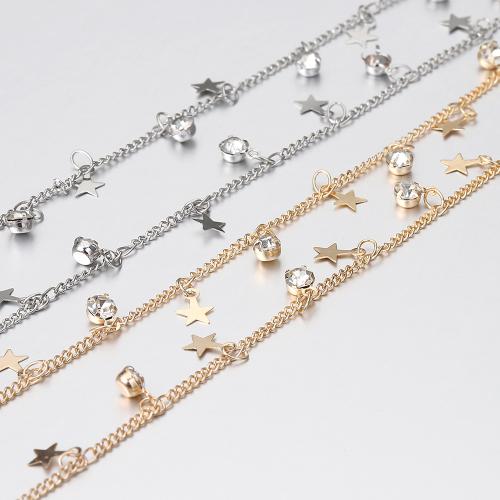 Brass Beading Chains, Star, plated, DIY & with rhinestone, more colors for choice, nickel, lead & cadmium free, Sold By m