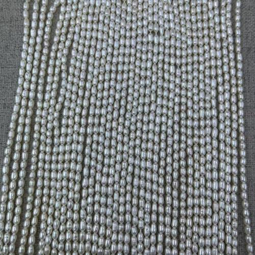 Rýže kultivované sladkovodní perle, Sladkovodní Pearl, módní šperky & DIY & různé velikosti pro výběr, bílý, Cca 79PC/Strand, Prodáno By Strand