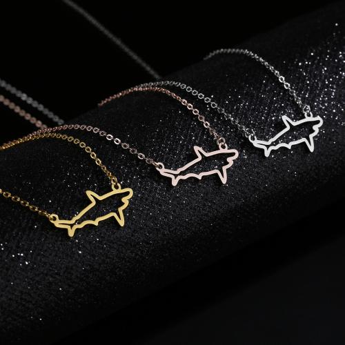 Stainless Steel Jewelry Necklace, 304 Stainless Steel, Shark, fashion jewelry & Unisex, more colors for choice, 27x13mm, Length:Approx 45 cm, Sold By PC