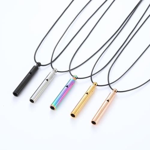 Titanium Steel Necklace, with Wax Cord, Carved, fashion jewelry & Unisex, more colors for choice, 60x8mm, Length:Approx 54 cm, Sold By PC