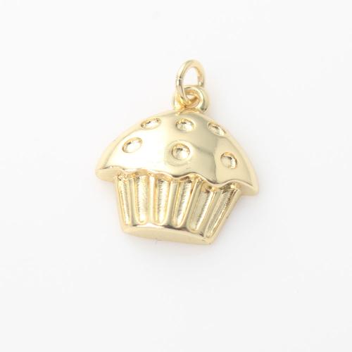 Brass Jewelry Pendants, Cake, gold color plated, DIY, nickel, lead & cadmium free, 13.90x13.40x3.70mm, Sold By PC