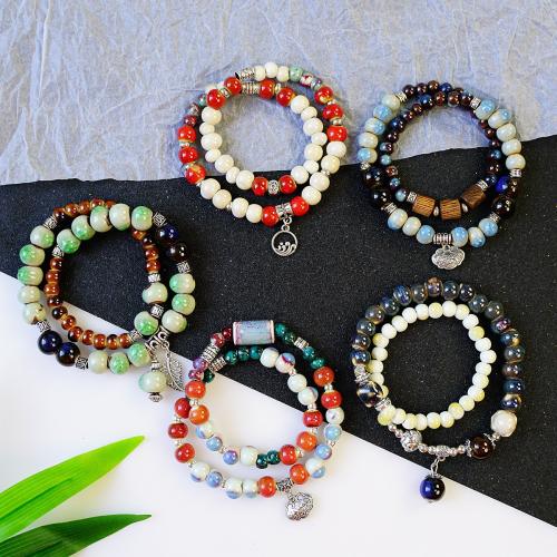 Porcelain Bracelet, with Tibetan Style, fashion jewelry & different designs for choice, more colors for choice, Bracelet length: 15-20cm, Sold By PC