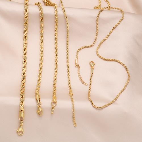 Messing Halskette, plattiert, Modeschmuck & verschiedene Größen vorhanden, goldfarben, frei von Nickel, Blei & Kadmium, verkauft von PC