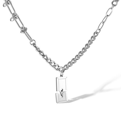 Edelstahl Schmuck Halskette, 304 Edelstahl, mit Verlängerungskettchen von 50mm, poliert, Modeschmuck & unisex, originale Farbe, frei von Nickel, Blei & Kadmium, Pendant:25x12mm, Länge 530 Millimeter, verkauft von PC