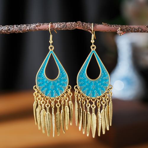 Tibetan Style Drop Earrings, with enamel, plated, fashion jewelry & different styles for choice & for woman, nickel, lead & cadmium free, 50-70mm, Sold By Pair