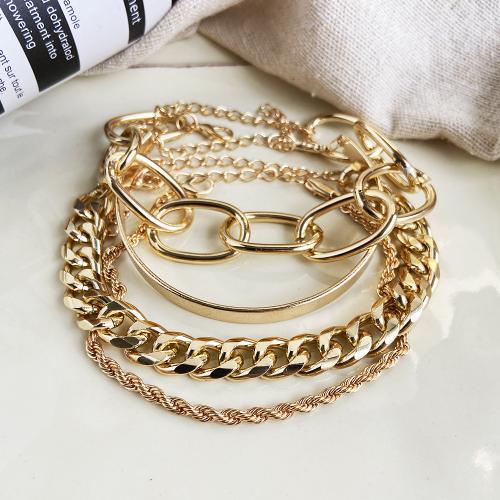 Zinc Alloy Bracelet plated 4 pieces & fashion jewelry & for woman gold nickel lead & cadmium free Sold By Set