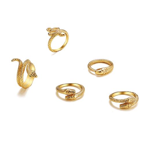 سبائك الزنك خاتم مجموعة, مع بلور, مطلي, 5 قطع & مجوهرات الموضة & للمرأة, الذهب, النيكل والرصاص والكادميوم الحرة, تباع بواسطة تعيين