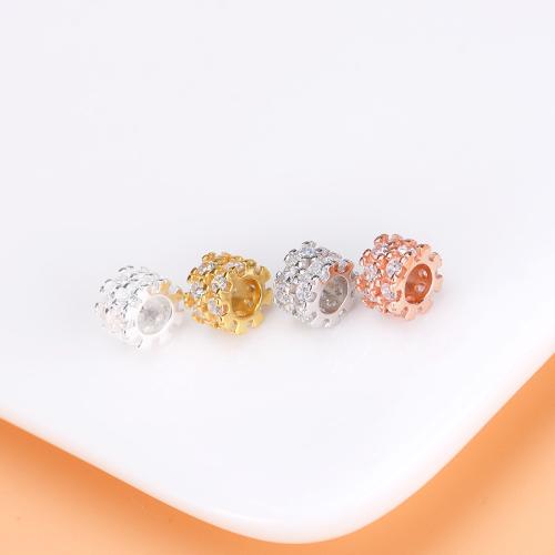 925 Sterling Silver Beads, plated, DIY & micro pave cubic zirconia, more colors for choice, 8.20x5.30mm, Hole:Approx 3.6mm, Sold By PC