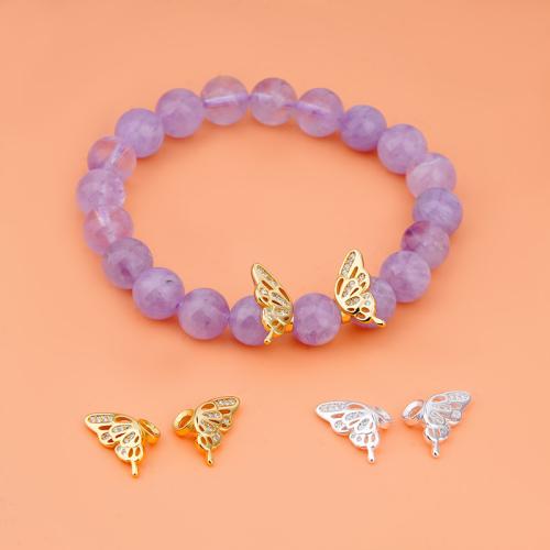 925 Sterling Silver Beads, Butterfly, plated, DIY & micro pave cubic zirconia, more colors for choice, Sold By PC