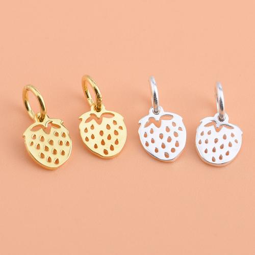 925 Sterling Silver Pendant Strawberry plated DIY Sold By PC