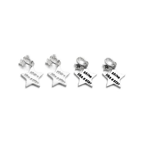 925純銀ペンダント, 92.5％純度シルバー, 星, メッキ, DIY & エナメル, 無色, 12x12.20mm, 売り手 パソコン